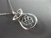 ESTATE LARGE 3.56CT DIAMOND & AQUAMARINE 18K WHITE GOLD 3D HALO FLOATING PENDANT