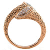 LARGE .27CT WHITE & PINK DIAMOND 18KT WHITE & ROSE GOLD PANTHER CRISS CROSS RING