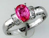 1.15CT DIAMOND & AAA PINK SAPPHIRE 14KT WHITE GOLD OVAL & BAGUETTE CLASSIC RING