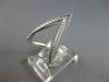 LARGE .26CT DIAMOND 14KT WHITE GOLD 3D 3 ROW CLASSIC V SHAPE TRIANGULAR FUN RING