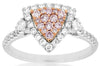 .67CT WHITE & PINK DIAMOND 14KT WHITE & ROSE GOLD 3D CLUSTER TRIANGULAR FUN RING