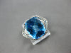 LARGE 4.63CT DIAMOND & AAA BLUE TOPAZ 14KT WHITE GOLD CUSHION & ROUND FUN RING