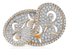 LARGE 3.19CT DIAMOND 18K ROSE GOLD DOUBLE TEAR DROP OPEN FILIGREE LOVE KNOT RING
