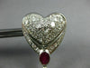 EXTRA LARGE 12.0CT DIAMOND & AAA RUBY 14K WHITE GOLD 3D HEART HANGING EARRINGS