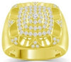 ESTATE LARGE 1.47CT DIAMOND 14KT YELLOW GOLD 3D CLASSIC SQUARE FLORAL FUN RING