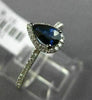 ESTATE .66CT DIAMOND & AAA SAPPHIRE 14K WHITE GOLD PEAR SHAPE 3D ENGAGEMENT RING