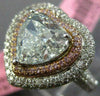 GIA EXTRA LARGE 4.34CT MULTI COLOR DIAMOND 18K 2 TONE GOLD HEART ENGAGEMENT RING