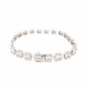 4.05CT DIAMOND 18KT WHITE GOLD 3D ROUND & BAGUETTE SQUARE FLORAL TENNIS BRACELET