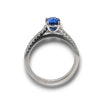 1.34CT DIAMOND & AAA SAPPHIRE 18KT WHITE GOLD 3D CUSHION & ROUND ENGAGEMENT RING