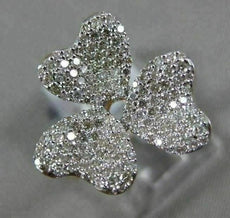 ESTATE .81CT DIAMOND 14K ROSE GOLD 3D CLASSIC PAVE HEART SHAPED FLOWER LOVE RING