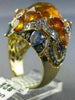 25.2CT WHITE CHOCOLATE FANCY DIAMOND AAA SAPPHIRE & CITRINE 14K YELLOW GOLD RING