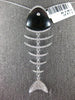 EXTRA LARGE 10.26CT DIAMOND AAA ONYX 14KT WHITE GOLD LUCKY FISH SKELETON PENDANT