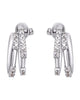 ESTATE .80CT DIAMOND 18KT WHITE GOLD CLASSIC ROUND DOUBLE HOOP HANGING EARRINGS