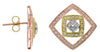 ESTATE .40CT DIAMOND 14KT TRI COLOR GOLD MULTI SQUARE GEOMETRICAL STUD EARRINGS