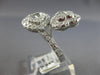 LARGE 1.6CT DIAMOND 14KT WHITE GOLD ROUND & BAGUETTE HEART CRISS CROSS LOVE RING