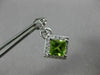 ESTATE 1.76CT DIAMOND & AAA PERIDOT 14KT WHITE GOLD 3D SQUARE HALO POST EARRINGS