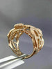 ESTATE WIDE 1.25CT ROUND DIAMOND 14K ROSE GOLD 3D OPEN FILIGREE FLOWER LEAF RING