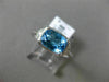 ESTATE 1.31CT DIAMOND & AAA BLUE TOPAZ 14K WHITE GOLD 3 STONE FILIGREE LOVE RING