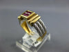 ESTATE .45CT AAA RUBY 18KT TWO TONE GOLD 3D PRINCESS INVISIBLE SQUARE ROPE RING