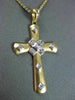 ESTATE .08CT ETOILE DIAMOND 14K WHITE & YELLOW GOLD CROSS PENDANT & CHAIN #22924