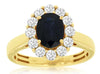 2.22CT DIAMOND & AAA SAPPHIRE 14KT YELLOW GOLD 3D OVAL & ROUND FLOWER FUN RING