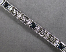 ANTIQUE 1CT AAA SAPPHIRE 14K WHITE GOLD ART DECO PRINCESS TENNIS BRACELET #27816
