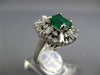 ANTIQUE WIDE 4.43CT DIAMOND & AAA EMERALD 14K WHITE GOLD 3D CUSHION CLUSTER RING