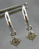 ESTATE .19CT DIAMOND 14KT WHITE GOLD 3D CLASSIC FLOWER HUGGIE HANGING EARRINGS