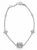 .66CT DIAMOND 18KT WHITE GOLD ROUND & BAGUETTE 4 LEAF CLOVER FLOWER FUN BRACELET
