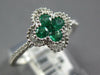 .43CT DIAMOND & AAA EMERALD 18KT WHITE GOLD ROUND 4 LEAF CLOVER FLOWER LOVE RING