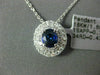 ESTATE 1.15CT DIAMOND & AAA SAPPHIRE 18KT WHITE GOLD 3D OVAL DOUBLE HALO PENDANT