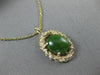 ANTIQUE LARGE 14KT YELLOW GOLD SOLITAIRE AAA OVAL JADE FILIGREE PENDANT #22662