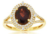 1.73CT DIAMOND & AAA GARNET 14K YELLOW GOLD 3D OVAL & ROUND DOUBLE HALO FUN RING