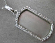 ESTATE EXTRA LARGE 1.22CT DIAMOND 14KT WHITE GOLD ENGRAVABLE TAG PENDANT #17496