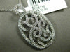 ESTATE LARGE .78CT DIAMOND 18K WHITE GOLD 3D OPEN OVAL FILIGREE FLOATING PENDANT