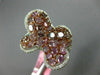 ESTATE LARGE 3.25CT WHITE & PINK DIAMOND 18K WHITE & ROSE BUTTERFLY FLOWER RING