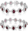 ESTATE 17.49CT DIAMOND & AAA RUBY 18K WHITE GOLD 3D OVAL & ROUND TENNIS BRACELET