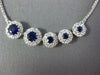 .97CT DIAMOND & AAA SAPPHIRE 18K WHITE GOLD 3D 5 STONE SIDEWAYS JOURNEY NECKLACE