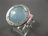LARGE 3.52CT DIAMOND & AAA AQUAMARINE 14KT WHITE GOLD ROUND HALO FILIGREE RING