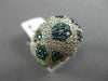 ESTATE LARGE 2.46CT WHITE & BLUE DIAMOND 14K WHITE GOLD 3D MULTI FLOWER FUN RING