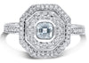 .68CT DIAMOND & AAA GREEN AMETHYST 14KT WHITE GOLD EMERALD CUT & ROUND LOVE RING