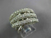 ESTATE LARGE 2.09CT DIAMOND 14K WHITE GOLD MULTI ROW CRISS CROSS FUN RING #18560
