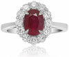 GIA CERTIFIED 2.46CT DIAMOND & AAA RUBY 18K WHITE GOLD OVAL HALO ENGAGEMENT RING