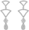 .81CT DIAMOND 14KT WHITE GOLD 3D CLUSTER TRIANGULAR TEAR DROP HANGING EARRINGS