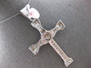 EXTRA LARGE .60CT CZ 14KT WHITE GOLD CROSS FLEXIBLE CROSS BAMBOO DESIGN PENDANT