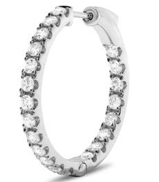 ESTATE 1.50CT DIAMOND 14K WHITE GOLD 3D CLASSIC INSIDE OUT HOOP HANGING EARRINGS
