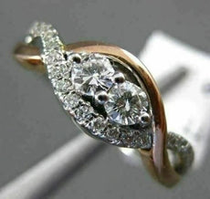 ESTATE .35CT DIAMOND 14K WHITE & ROSE GOLD 3D 2 STONE INFINITY LOVE PROMISE RING