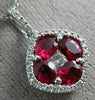 ESTATE 2.10CT DIAMOND & AAA RUBY 18KT WHITE GOLD SQUARE FLOWER FLOATING PENDANT