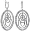 LARGE 2.45CT DIAMOND 14KT WHITE GOLD 3D MULTI OVAL CRISS CROSS HANGING EARRINGS