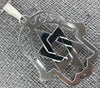 ESTATE LARGE 14KT WHITE GOLD CLASSIC STAR OF DAVID HAMSA FLOATING PENDANT #2734